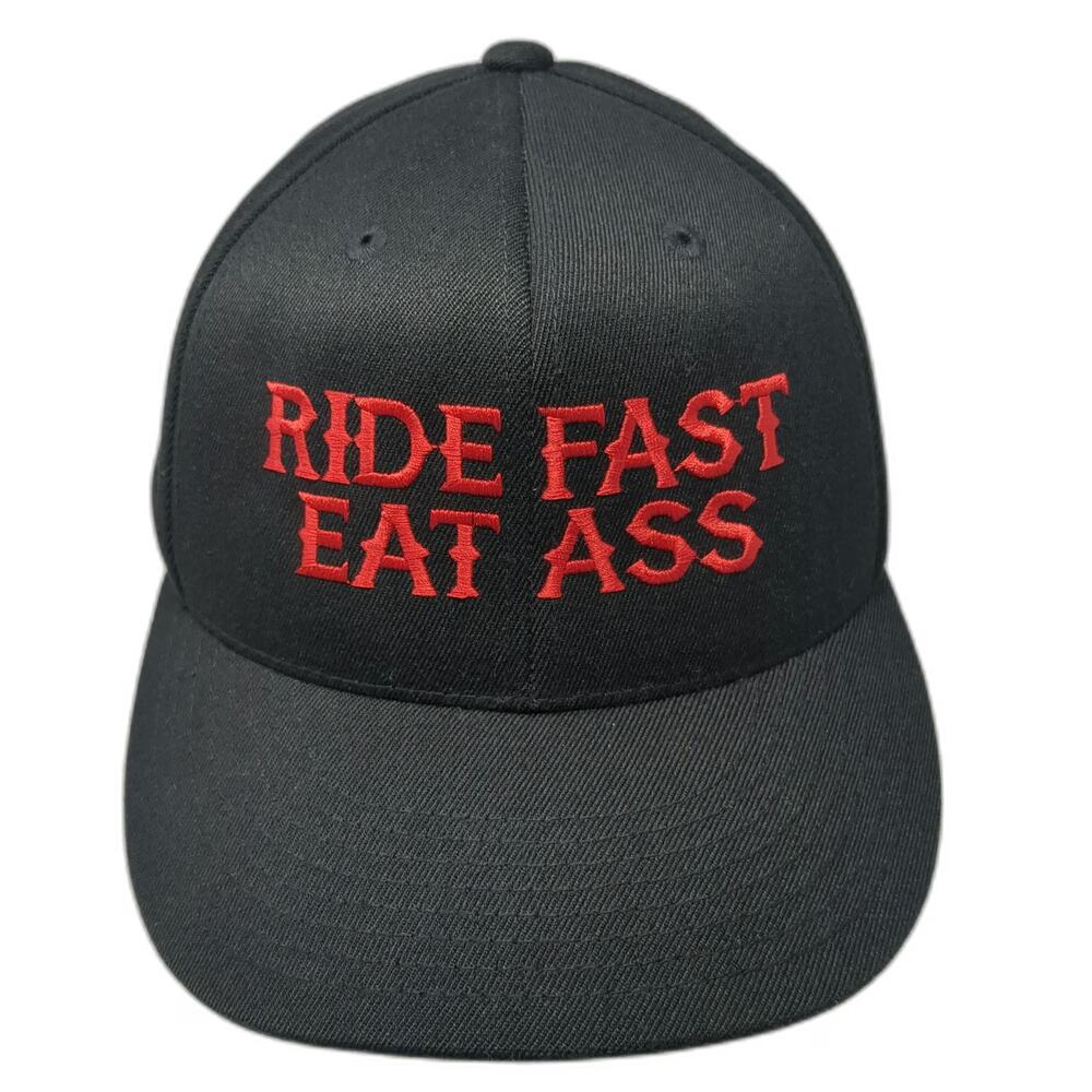 210 Fitted Baseball Cap Black 7 1/4 Ride Fast Eat A SYL VNVLV MC Biker Hat
